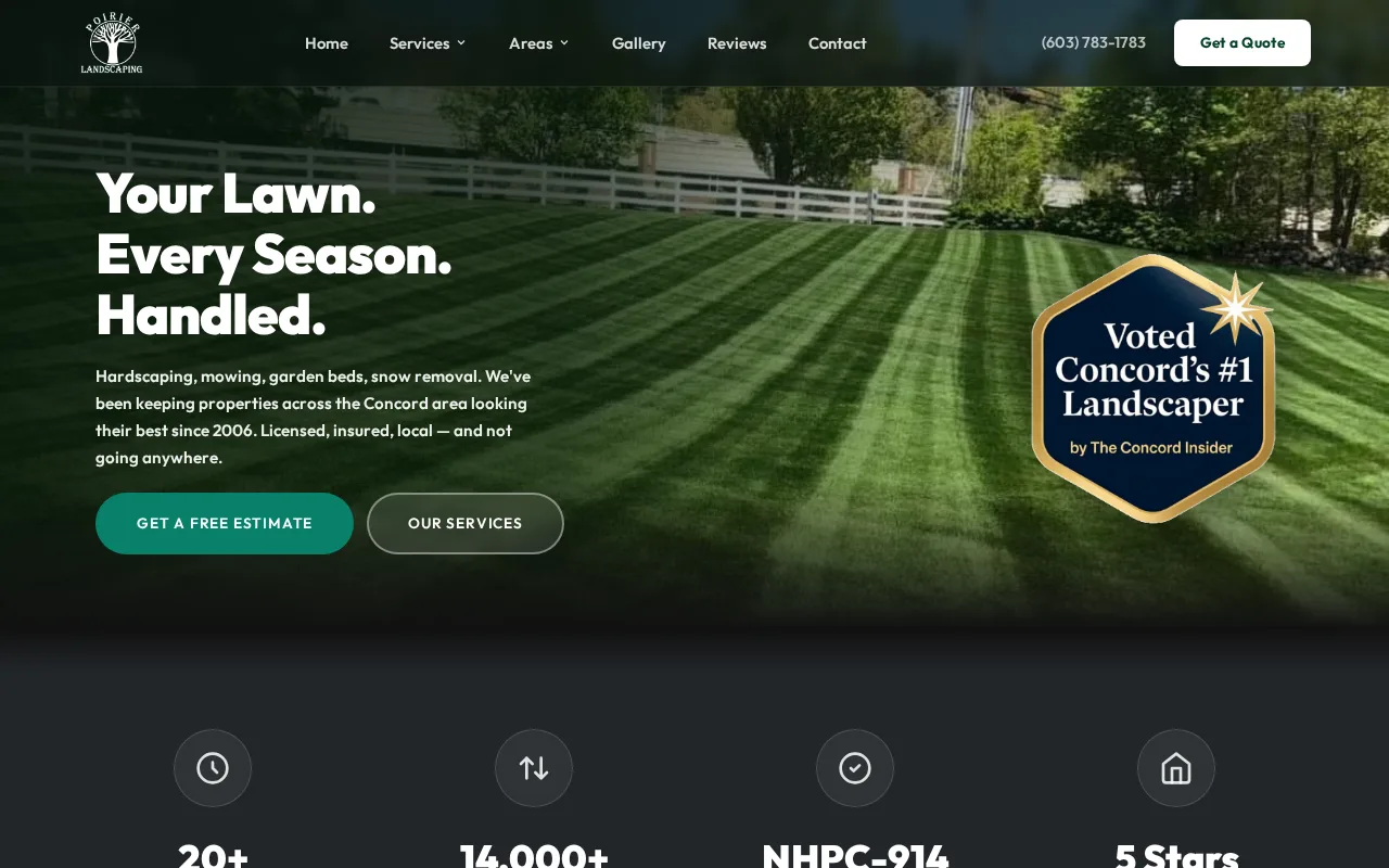 Kyle Poirier Landscaping website screenshot